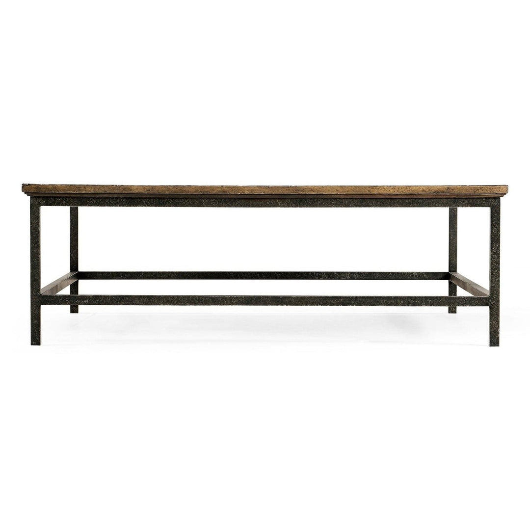 Square Coffee Table with Iron Base-Jonathan Charles-JCHARLES-491014-DTM-Coffee TablesMedium driftwood-6-France and Son