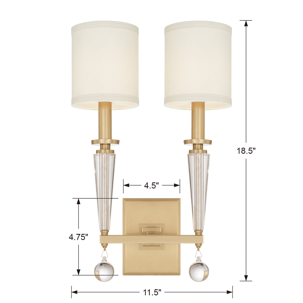 Paxton 2 Light Sconce-Crystorama Lighting Company-CRYSTO-8102-AG-Outdoor Wall SconcesAged Brass-6-France and Son