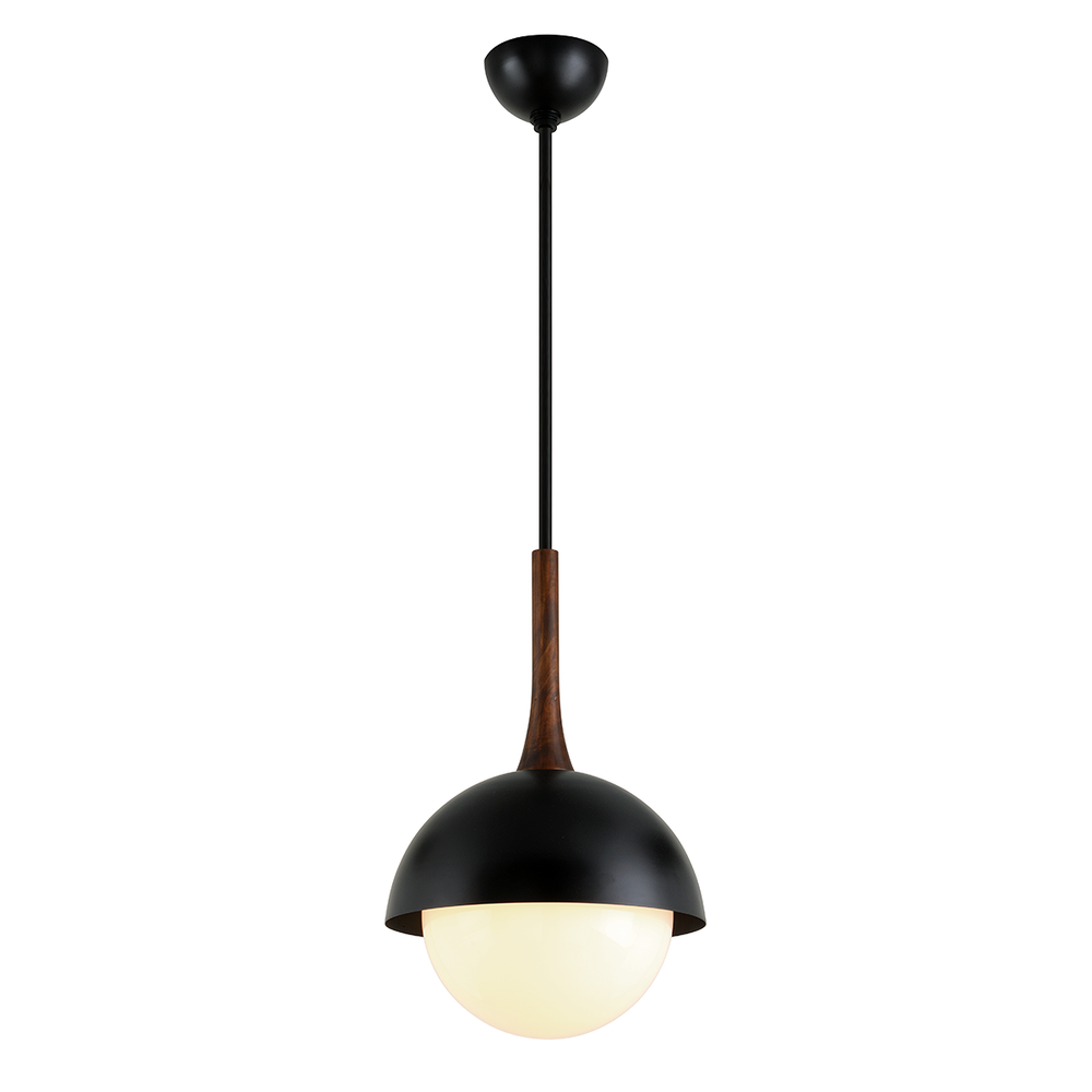 Cadet 1 Light Pendant Black And Natural Acacia-Troy Lighting-TROY-F7644-SBK-Pendants-2-France and Son