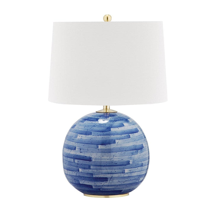 Laurel Aged Brass Table Lamp-Hudson Valley-HVL-L1380-AGB/BL-Table LampsBlue Combo-1-France and Son