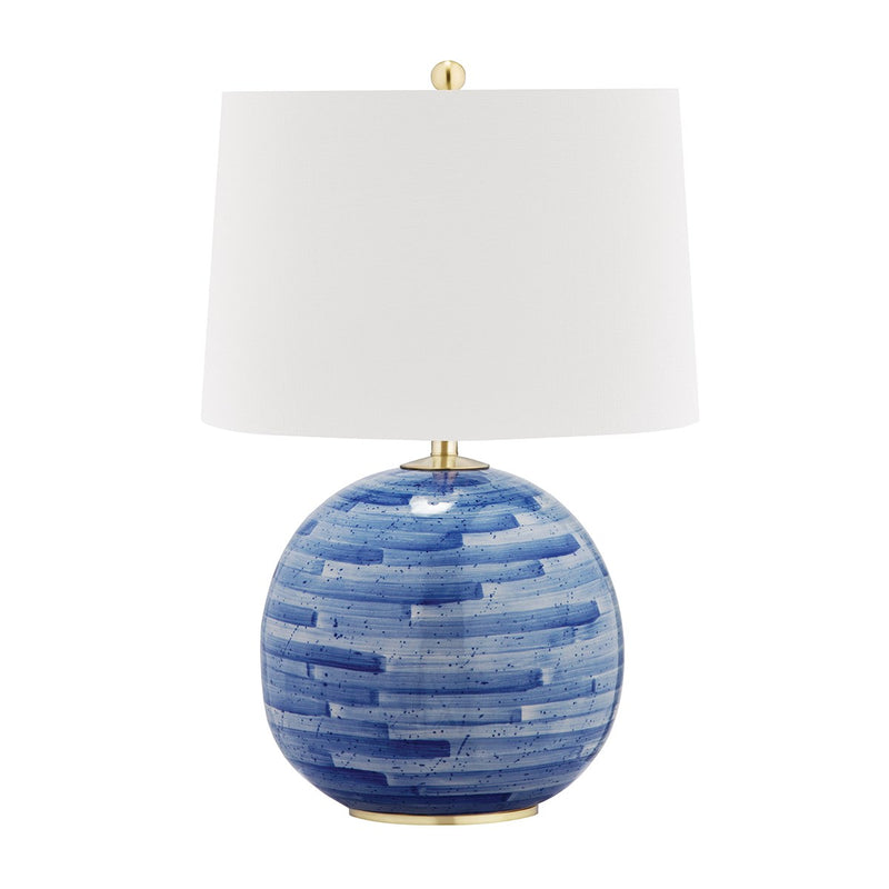 Laurel Aged Brass Table Lamp-Hudson Valley-HVL-L1380-AGB/BL-Table LampsBlue Combo-1-France and Son
