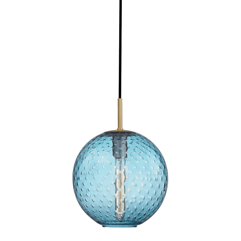Rousseau 1 Light Pendant-Blue Glass Aged Brass-Hudson Valley-HVL-2010-AGB-BL-Pendants-1-France and Son