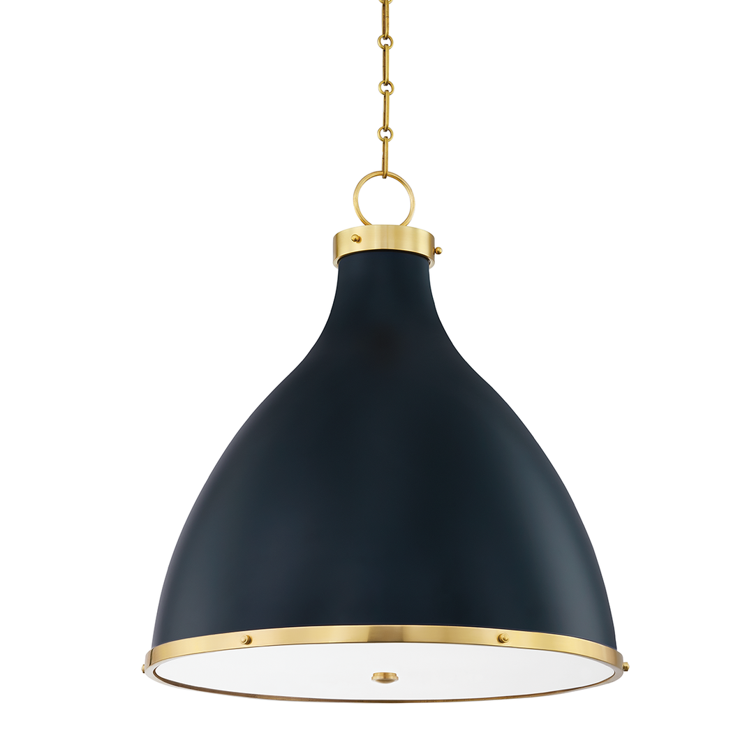 Painted No. 3 3 Light Large Pendant-Hudson Valley-HVL-MDS362-AGB/DBL-PendantsAged Brass/Darkest Blue-1-France and Son