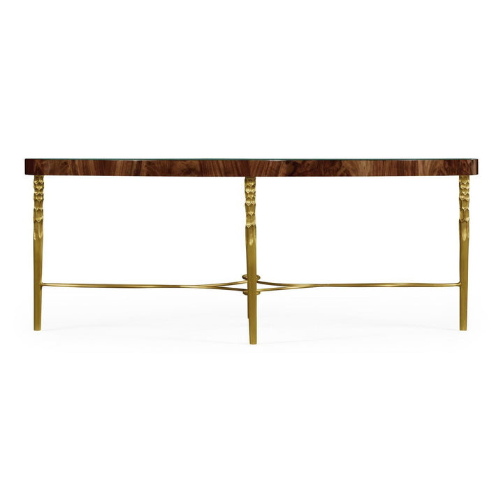Oval Coffee Table with Brass Base-Jonathan Charles-JCHARLES-495649-MBL-Coffee TablesBleached Mahogany-6-France and Son