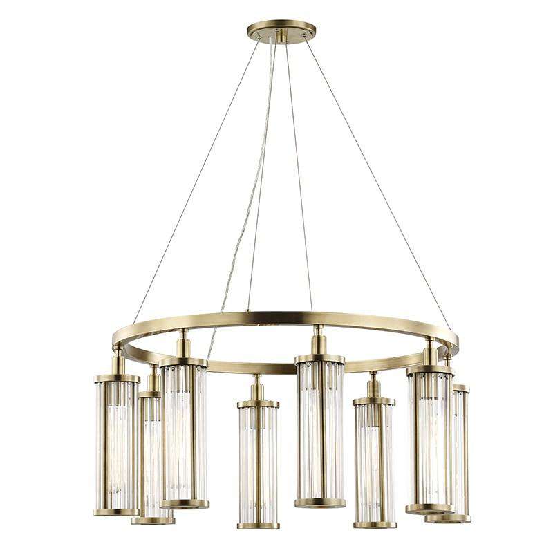 Marley 8 Light Pendant Aged Brass-Hudson Valley-HVL-9130-AGB-PendantsAged Brass-1-France and Son