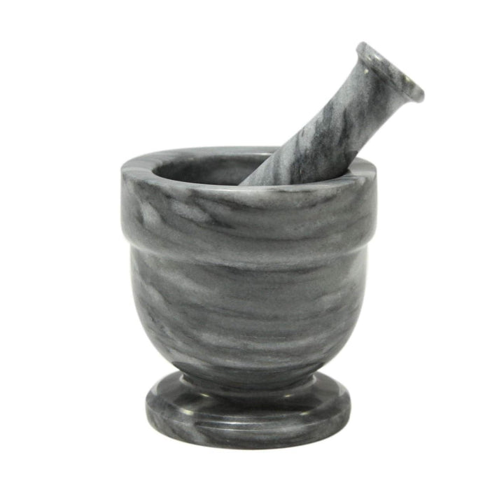 Large Marble Mortar and Pestle Set-Marble Crafter-MC-MO15-SGR-Bar DecorCloud Grey-2-France and Son