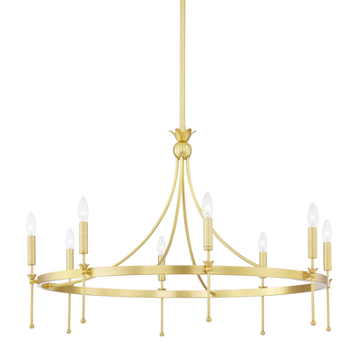 Gates 8 Light Chandelier-Hudson Valley-HVL-4338-AGB-ChandeliersAged Brass-1-France and Son