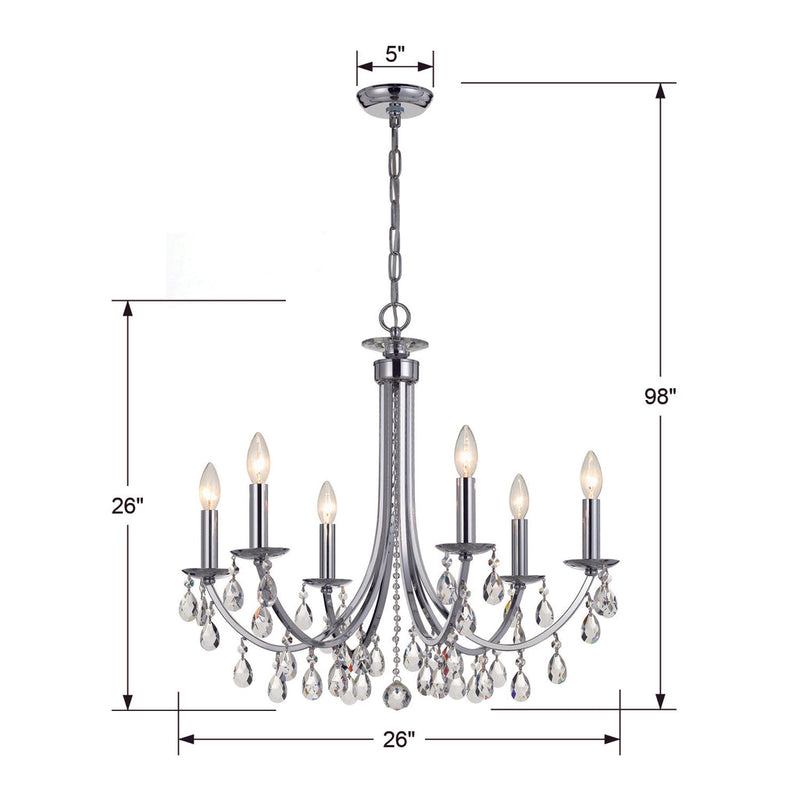 Bridgehampton 6 Light Crystal Chandelier-Crystorama Lighting Company-CRYSTO-8826-CH-CL-MWP-ChandeliersPolished Chrome-8-France and Son