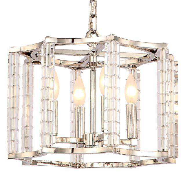 Carson Polished Nickel 4 Light Mini Chandelier Convertible-Crystorama Lighting Company-CRYSTO-8854-PN-Chandeliers-1-France and Son