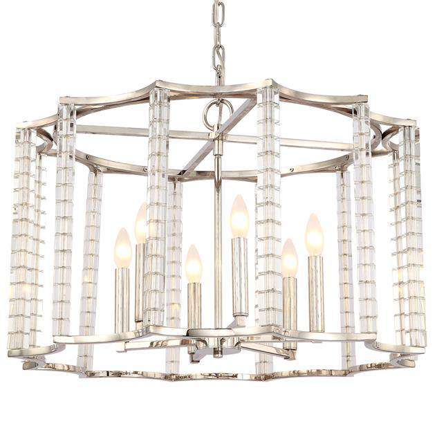 Carson Polished Nickel 6 Light Chandelier-Crystorama Lighting Company-CRYSTO-8856-PN-Chandeliers-1-France and Son