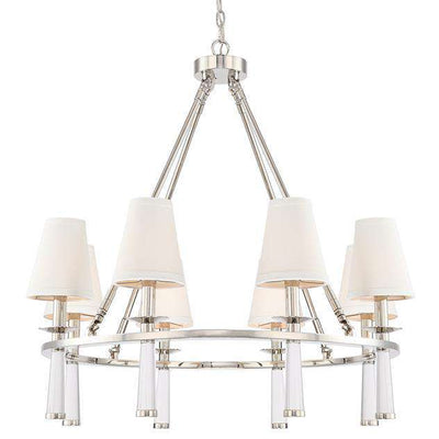 Baxter 8 Light Polished Nickel Chandelier-Crystorama Lighting Company-CRYSTO-8867-PN-Chandeliers-1-France and Son