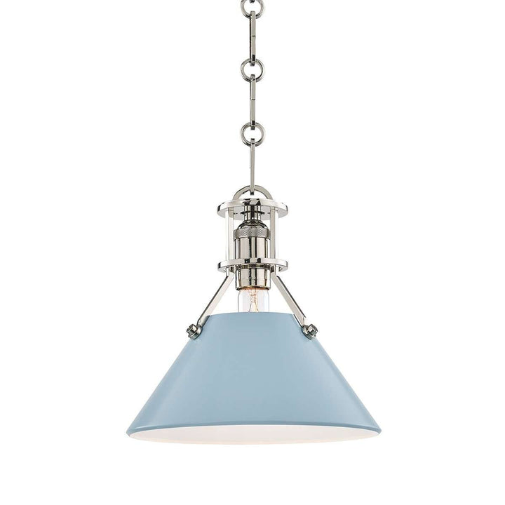 Painted No.2 1 Light Small Pendant-Hudson Valley-HVL-MDS351-PN/BB-PendantsSilver/Blue-4-France and Son