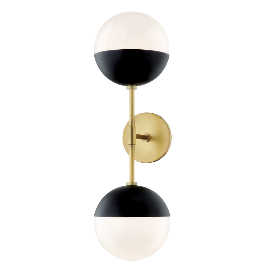 Renee 2 Light Wall Sconce II-Mitzi-HVL-H344102A-AGB/BK-Outdoor Wall SconcesAged Brass/Black-1-France and Son