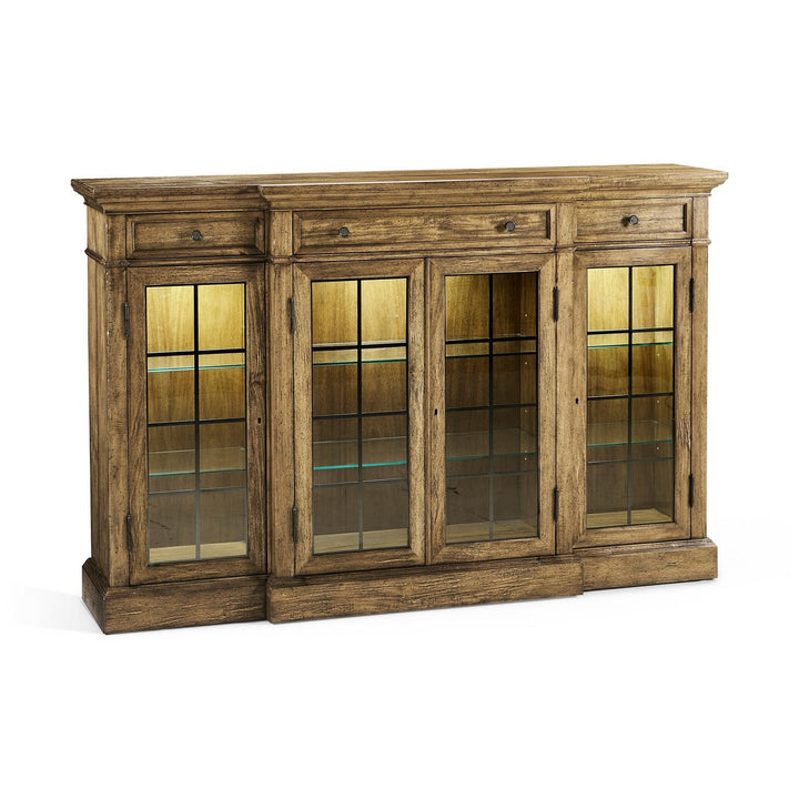 Four Door China Display Cabinet-Jonathan Charles-JCHARLES-491027-DTM-Bookcases & CabinetsMedium Driftwood-6-France and Son