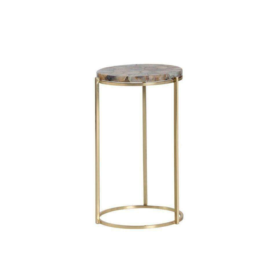 Tillie Side Table - Brass - Natural Agate Stone-Sunpan-SUNPAN-103075-Side Tables-1-France and Son