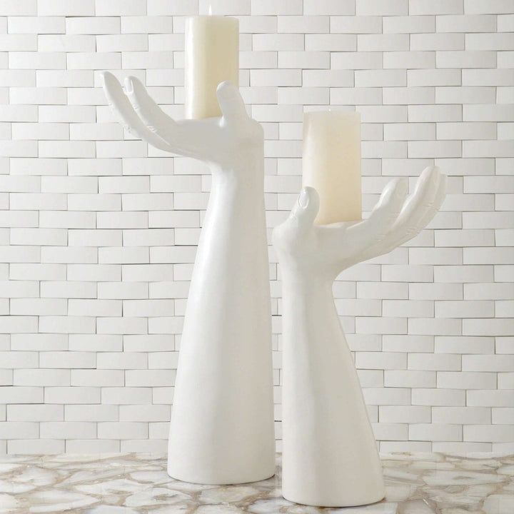 Palma Candleholder - Left - Matte White-Global Views-GVSA-7.10101-Decor-2-France and Son