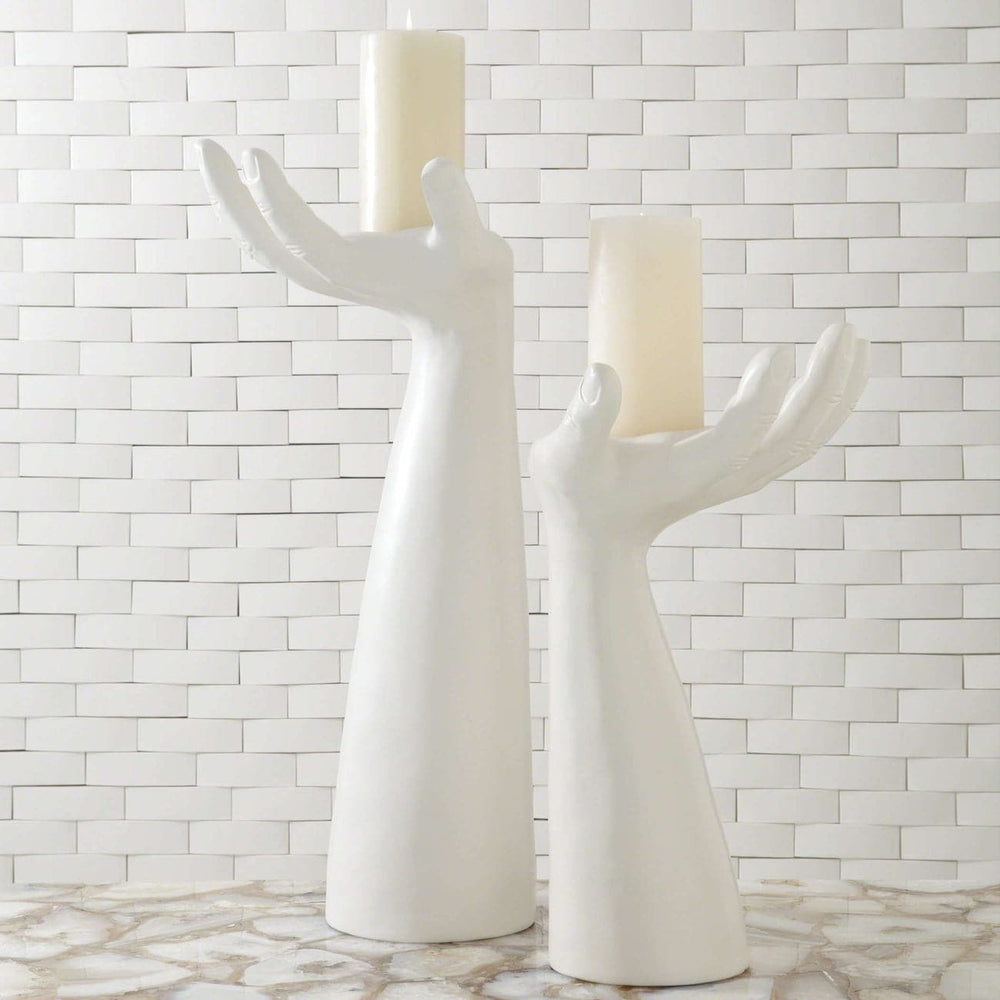 Palma Candleholder - Right - Matte White-Global Views-GVSA-7.10102-Decor-2-France and Son