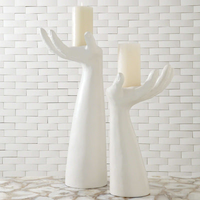 Palma Candleholder - Right - Matte White-Global Views-GVSA-7.10102-Decor-2-France and Son