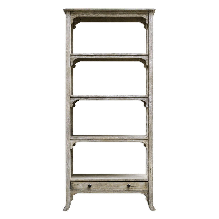 Bridgely Aged White Etagere-Uttermost-UTTM-25661-Bookcases & Cabinets-1-France and Son
