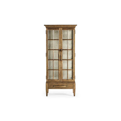 Tall Plank Glazed Display Cabinet-Jonathan Charles-JCHARLES-491063-DTM-Bookcases & CabinetsMedium Driftwood-6-France and Son