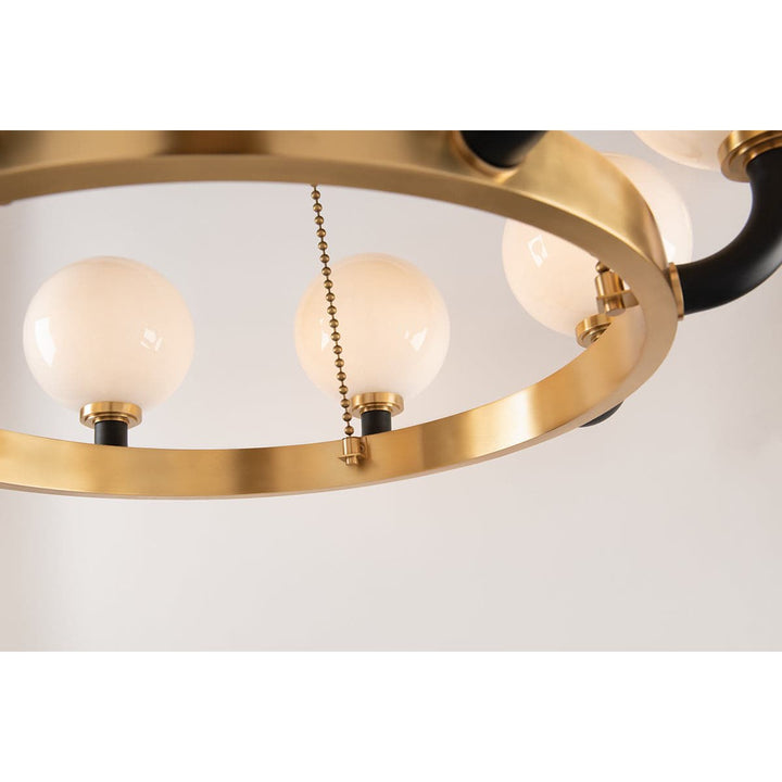 Werner Black Pendant 8 Lamp Aged Brass / Black-Hudson Valley-HVL-3646-AGB/BK-Pendants-4-France and Son