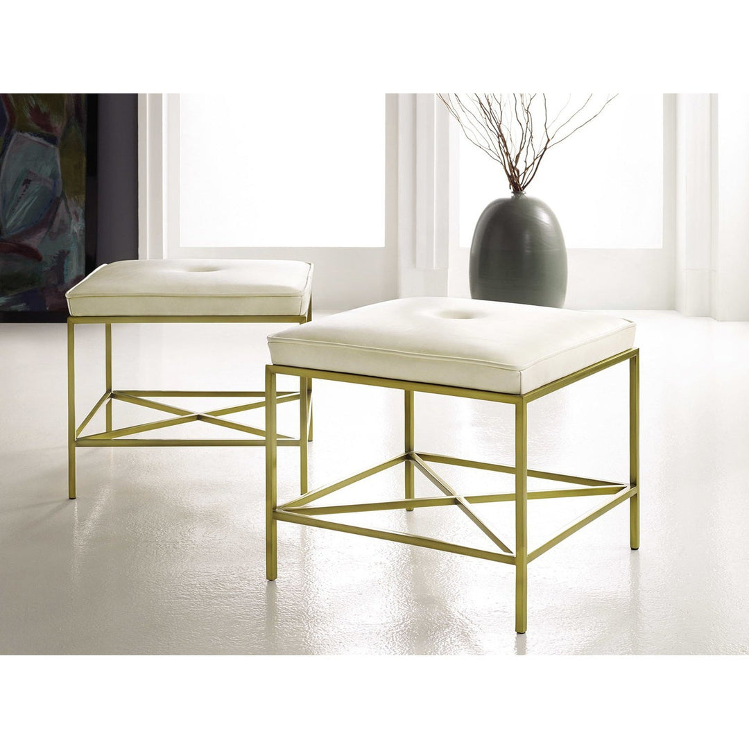 Leather & Brass Stool-Modern History-MODERN-MH786F01-Stools & Ottomans-1-France and Son