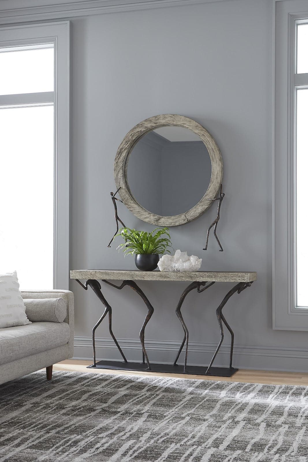 Atlas Console Table - Metal-Phillips Collection-PHIL-TH100399-Console TablesGray Stone-5-France and Son