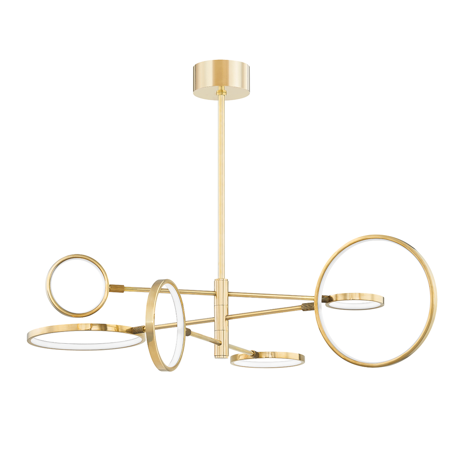 Saturn 6 LED Chandelier-Hudson Valley-HVL-4106-AGB-ChandeliersAged Brass-1-France and Son