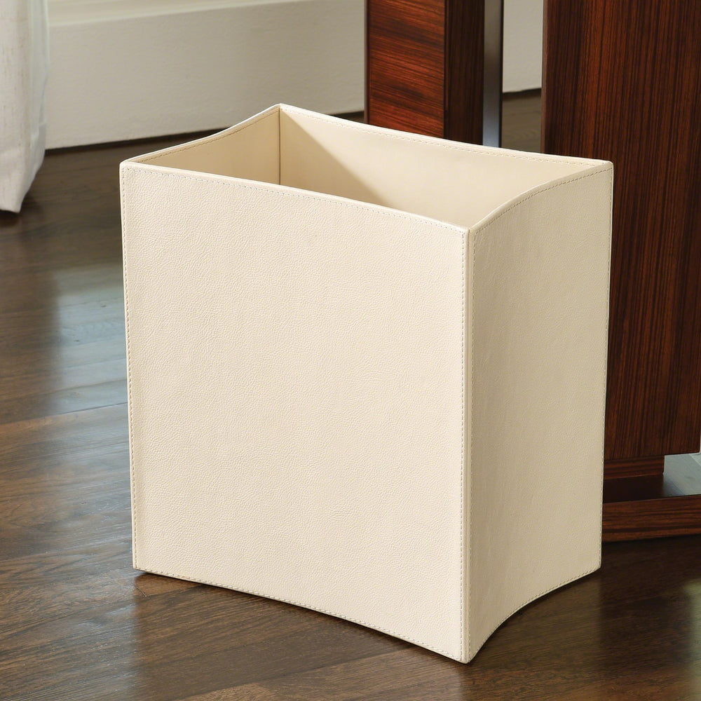 Folded Leather Wastebasket-Global Views-GVSA-9.92597-Baskets & Boxesivory-2-France and Son