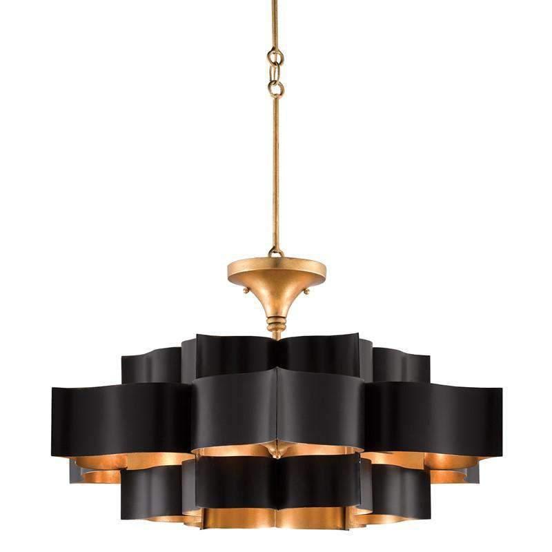 Grand Lotus Large Chandelier-Currey-CURY-9000-0429-ChandeliersSatin Black-2-France and Son