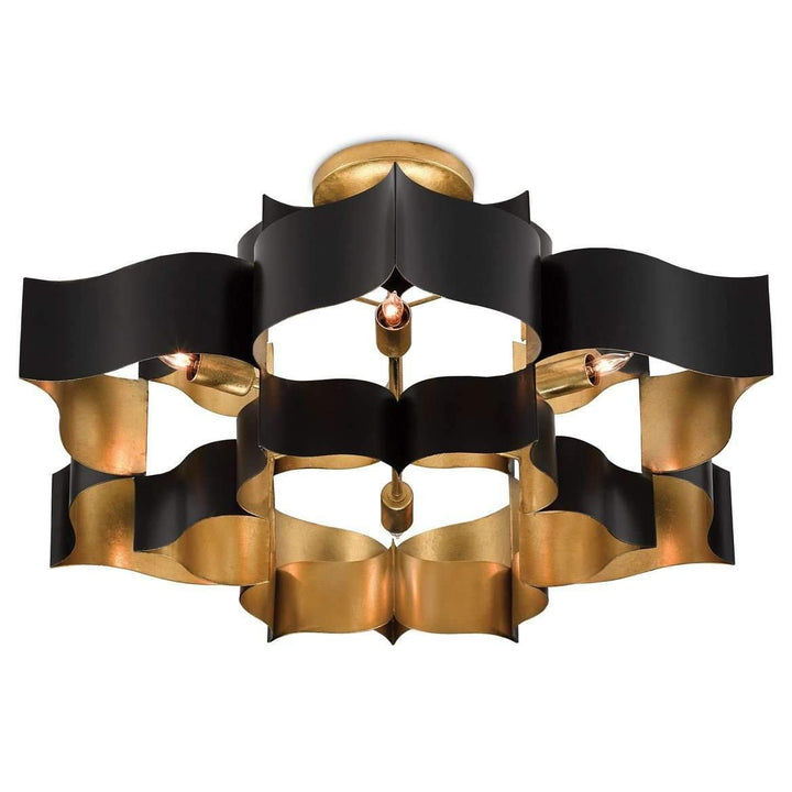 Grand Lotus Large Chandelier-Currey-CURY-9494-ChandeliersGold Leaf-4-France and Son