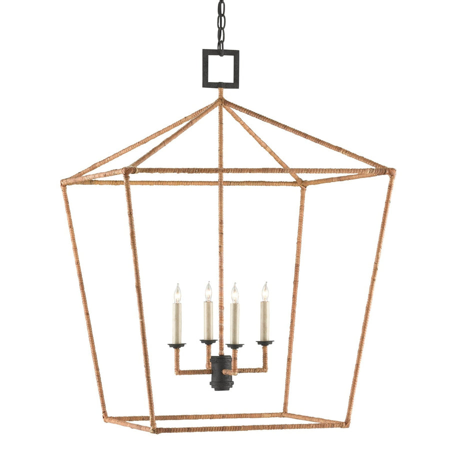 Denison Rattan Large Lantern-Currey-CURY-9000-0611-Outdoor Post Lanterns-1-France and Son