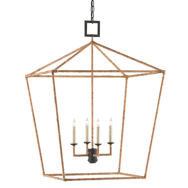 Denison Rattan Large Lantern-Currey-CURY-9000-0611-Outdoor Post Lanterns-2-France and Son