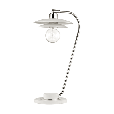 Milla 1 Light Table Lamp With A Concrete Base-Mitzi-HVL-HL175201-PN/WH-Table LampsPolished Nickel-2-France and Son