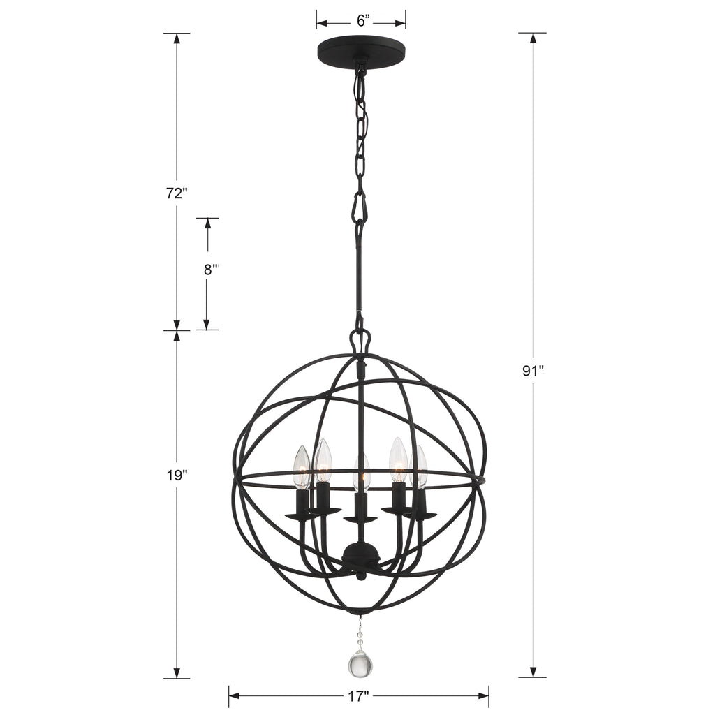 Solaris 5 Light Mini Chandelier-Crystorama Lighting Company-CRYSTO-9224-BK-Chandeliers-2-France and Son