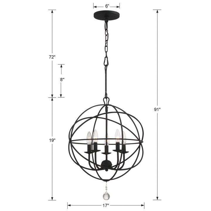 Solaris 5 Light Mini Chandelier-Crystorama Lighting Company-CRYSTO-9224-BK-Chandeliers-2-France and Son