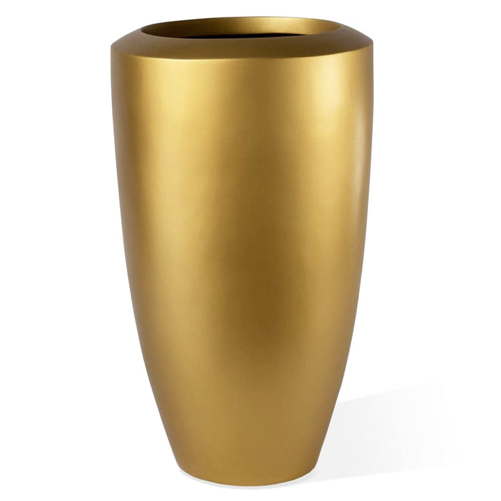 Fiberglass Large Barrel Planter-Gold Leaf Design Group-GOLDL-9503-GO-VasesLarge-Satin-Gold-4-France and Son