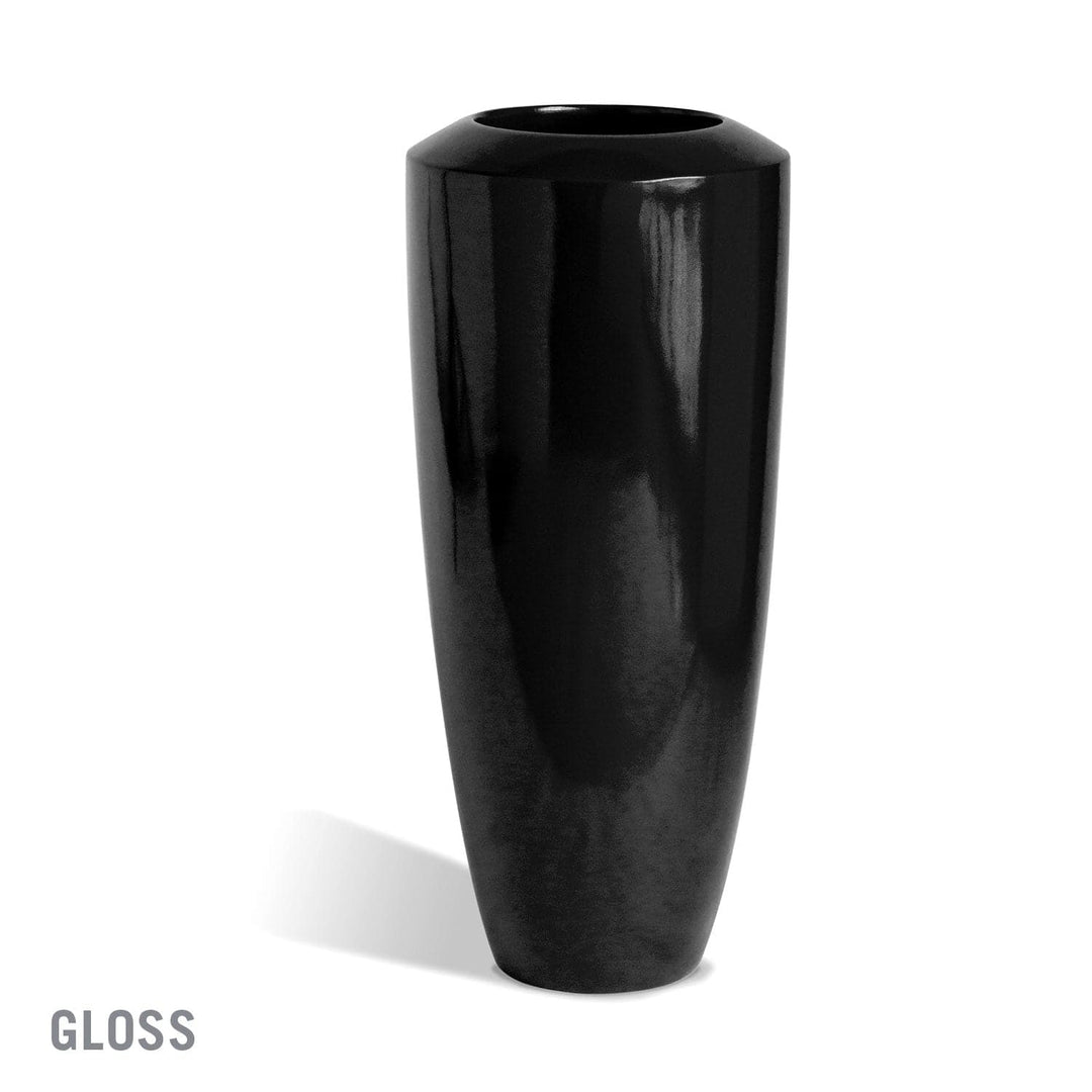 Fiberglass Small Barrel Planter-Gold Leaf Design Group-GOLDL-9505-BK-GLOSS-PlantersSmall-Black-Gloss-16-France and Son