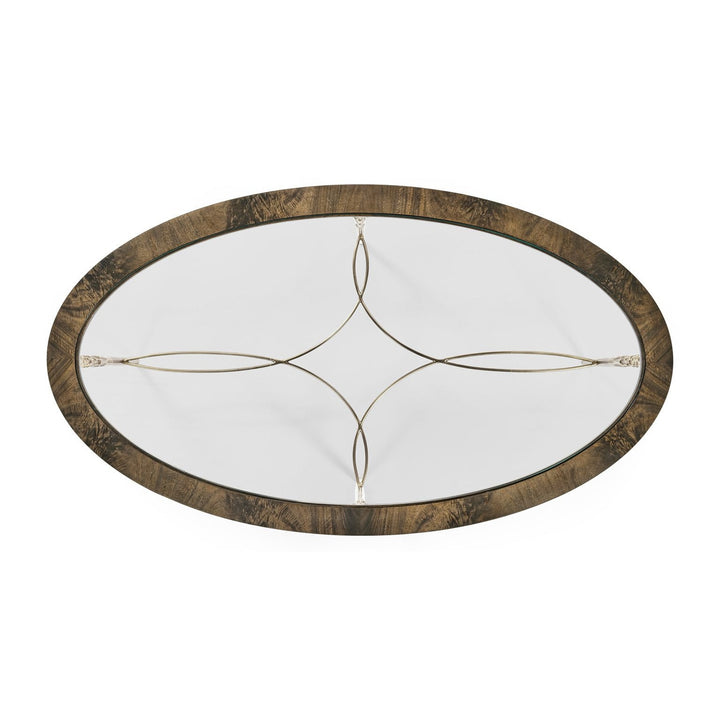 Oval Coffee Table with Brass Base-Jonathan Charles-JCHARLES-495649-MBL-Coffee TablesBleached Mahogany-4-France and Son