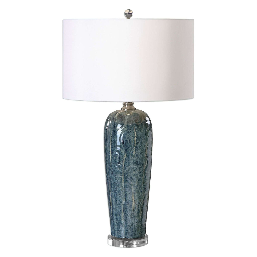 Maira Blue Ceramic Table Lamp-Uttermost-UTTM-27130-1-Table Lamps-1-France and Son