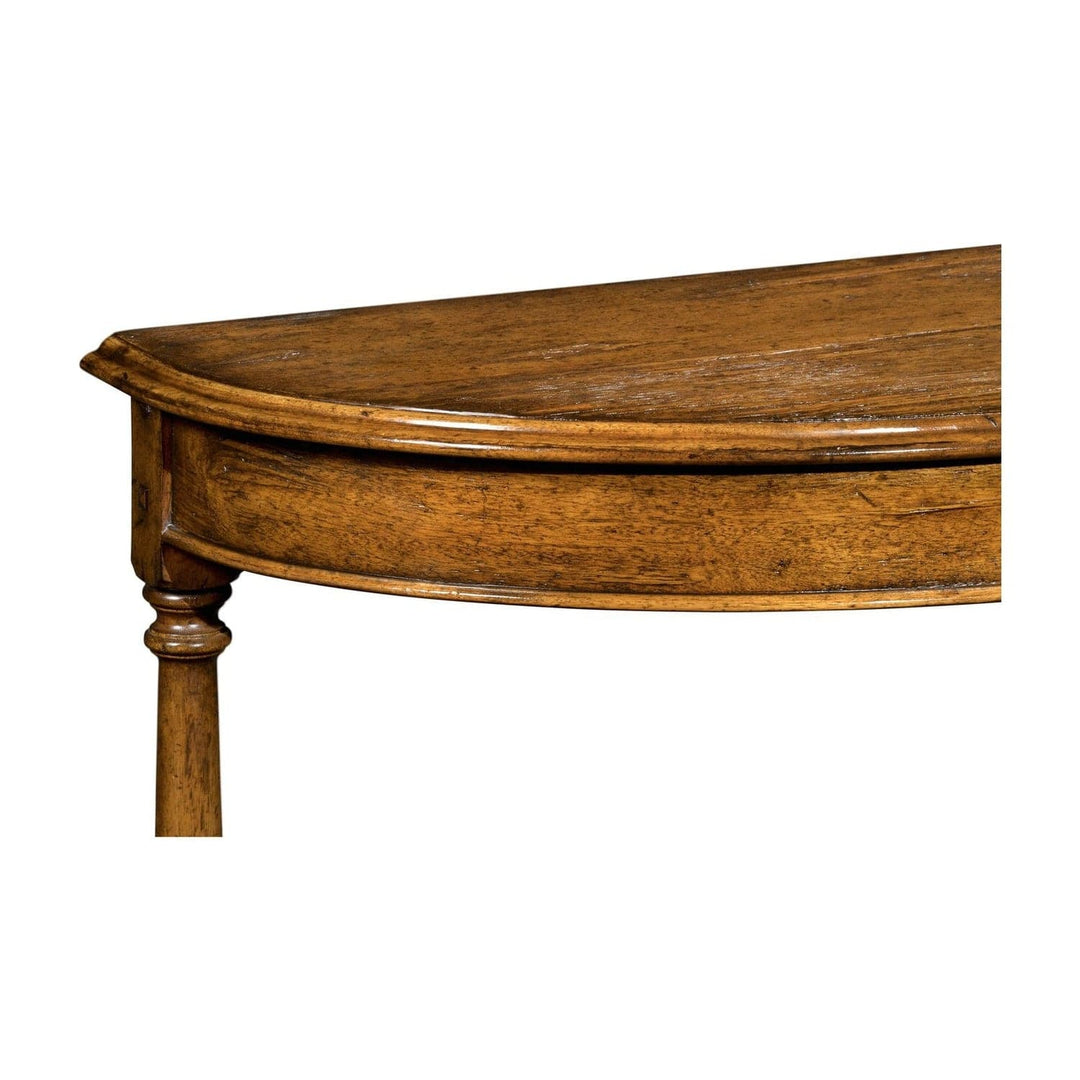 Country Walnut Demilune Console Table-Jonathan Charles-JCHARLES-491162-CFW-Console Tables-3-France and Son