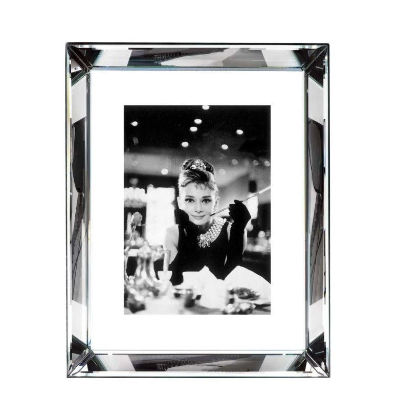 Audrey Hepburn - Breakfast At Tiffany's-Worlds Away-WORLD-BVL98-DecorHollywood Beveled Mirror Frame - 32 X 24-3-France and Son