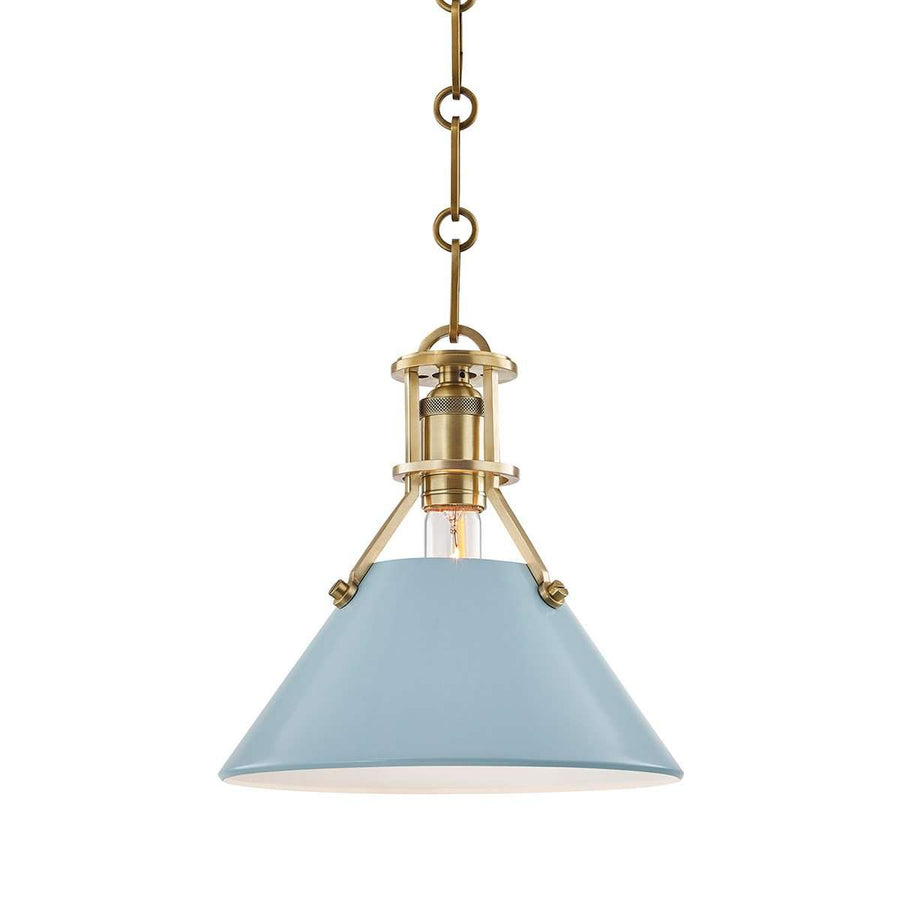 Painted No.2 1 Light Small Pendant-Hudson Valley-HVL-MDS351-AGB/BB-PendantsGold/Blue-1-France and Son