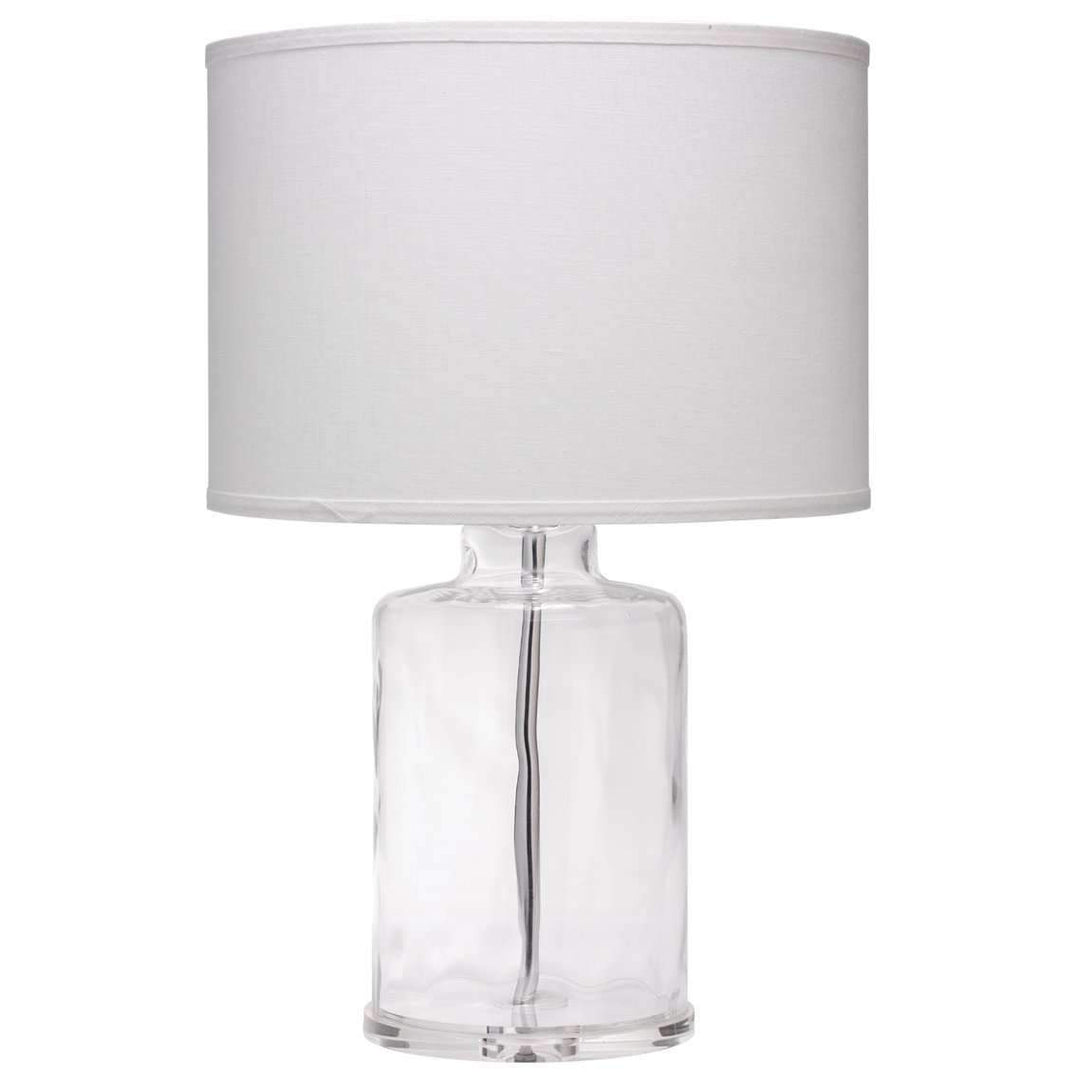 Napa Table Lamp in Clear Hammered Glass with Classic Drum Shade in White Linen-Jamie Young-JAMIEYO-9NAPACLD131C-Table Lamps-1-France and Son