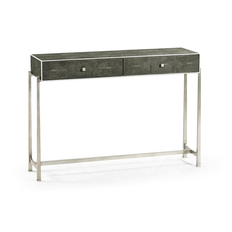 Anthracite Faux Shagreen Console-Jonathan Charles-JCHARLES-494325-G-SGA-Console TablesGilded-6-France and Son