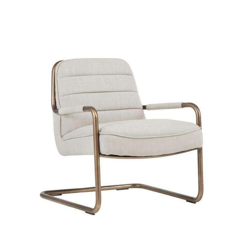 Lincoln Lounge Chair - Rustic Bronze - Beige Linen Fabric-Sunpan-SUNPAN-102584-Lounge Chairs-1-France and Son