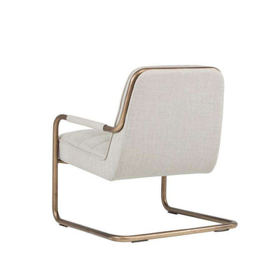 Lincoln Lounge Chair - Rustic Bronze - Beige Linen Fabric-Sunpan-SUNPAN-102584-Lounge Chairs-3-France and Son
