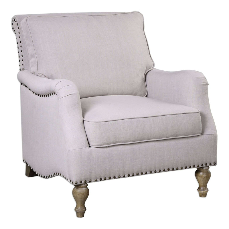 Armstead Antique White Armchair-Uttermost-UTTM-23291-Lounge Chairs-1-France and Son