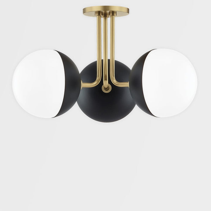 Renee 3 Light Semi Flush-Mitzi-HVL-H344603-AGB/BK-Flush MountsAged Brass / Black-2-France and Son