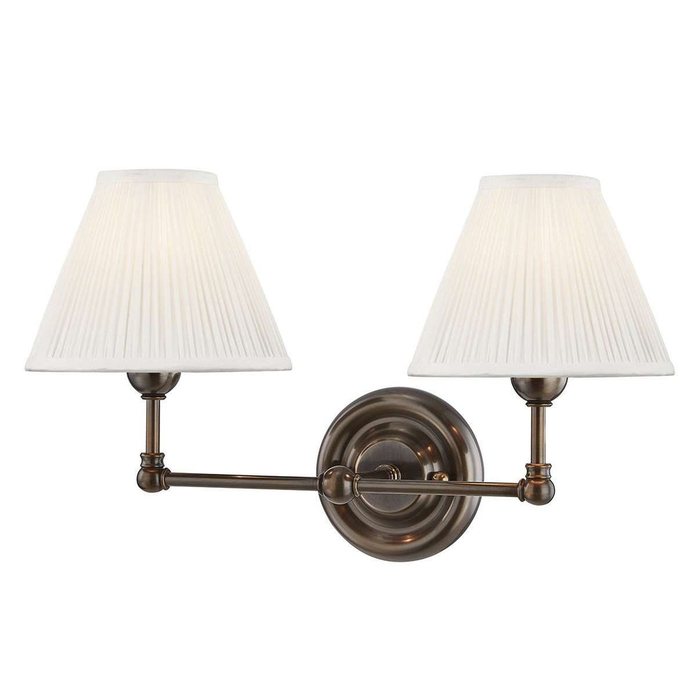 Classic No.1 2 Light Wall Sconce-Hudson Valley-HVL-MDS102-DB-Wall LightingBlack-2-France and Son